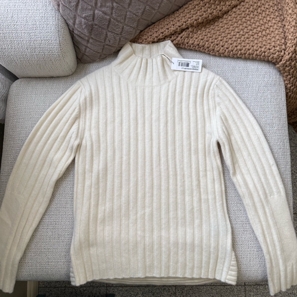 Proenza Schouler Cream Ribbed Turtleneck Sweater